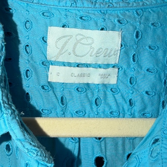J.Crew Classic Fit Eyelet Button Down Shirt Blue Size 10 - Picture 4 of 4